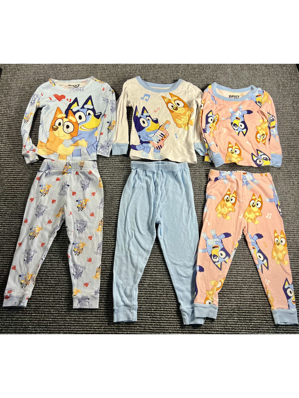 Bluey & Bingo Toddler Pajama Set 3T - 3 Pieces, Long Sleeve 100% Cotton